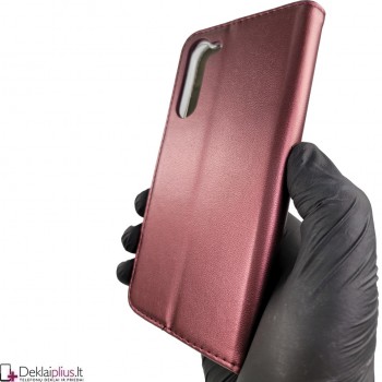 Telone dirbtinos odos atverčiamas dėklas - bordo spalvos (Samsung S23 Plus) Telone dirbtinos odos atverčiamas dėklas - bordo spalvos (Samsung S23 Plus)